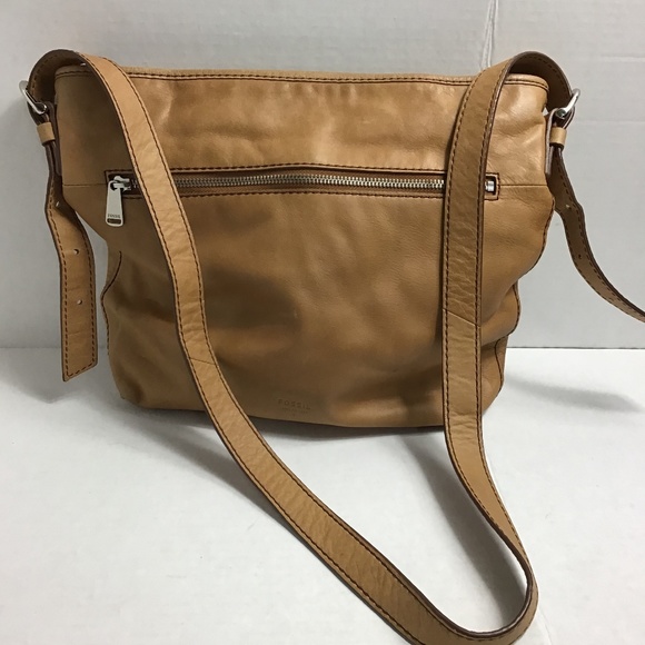 fossil tan leather crossbody bag